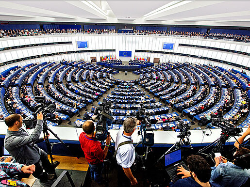 Das Europäische Parlament bei einer Debatte
