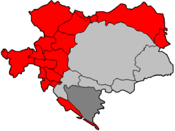 Landkarte mit Unterteilung der Gebiete der Donaumonarchie in Cisleithanien und Transleithanien 