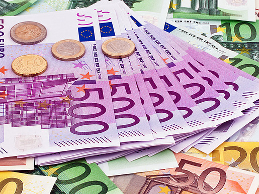 Euro Geldscheine und Münzen