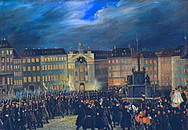 Gemaltes Bild stellt die Revolution im Jahr 1848 dar.
