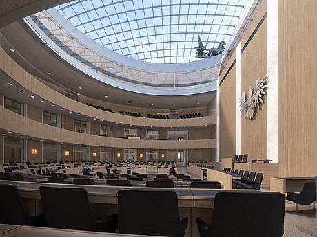 Blick auf den Nationalratssaal des Österreichischen Parlaments