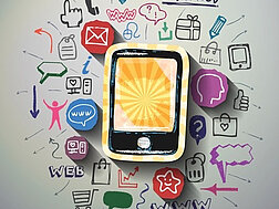 Internet Symbole und ein Smartphone