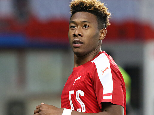 Der österreichische Fußballer David Alaba im Fußballdress.