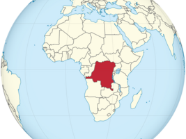Die Grenzen Kongos auf einer Weltkarte hervorgehoben