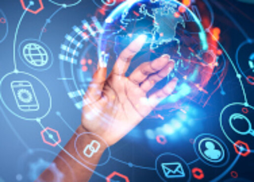 Digitale Medien, Weltkugel und Hand