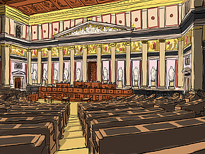 Gezeichnetes Bild des Historischen Sitzungssaals