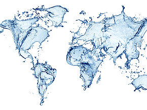 Weltkarte in Wasserform