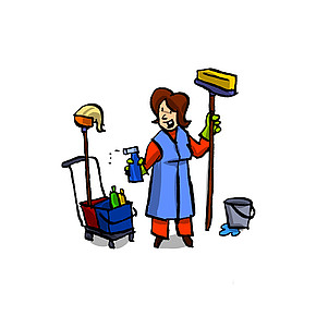 Illustration einer Raumpflegerin