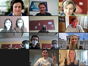 Screenshot von TeilnehmerInnen beim Videochat zu "Fake News und Verschwörungstheorien"