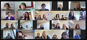 Screenshot mit allen Teilnehmer:innen des Videochats "Frauen und Demokratie" am 03.03.2025