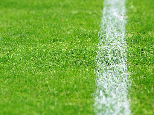 Detailansicht einer Seitenlinie auf einem Fußballfeld