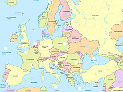 Europa-Landkarte, auf der leere Kreise an verschiedenen Kriegsschauplätzen eingezeichnet sind