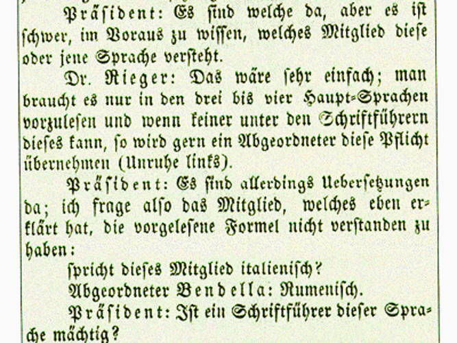 Mitschrift einer Sitzung des Abgeordnetenhauses aus dem Jahr 1861.