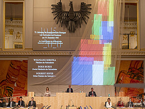 Bild des Präsidiums im Redoutensaal in der Hofburg